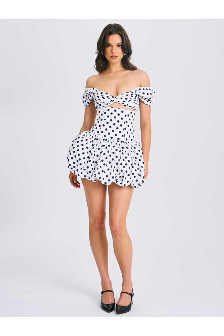 Umika Polka Dots Bubble Hem Mini Dress, Alternate, color, White Polka Dot