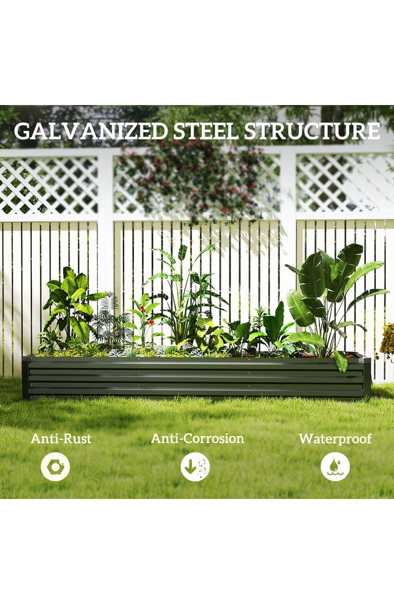 Outsunny Raised Kit, Metal Elevated with Safety, Large Raised Bed Garden Bed, Alternate, color, Dark Gray