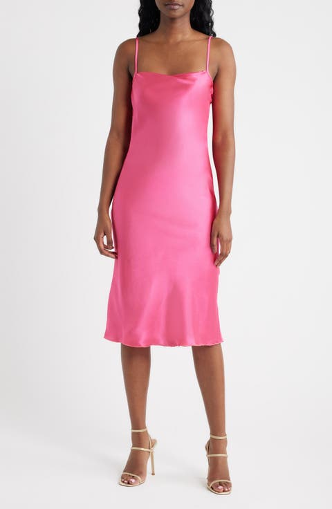 Bow Back Satin Cocktail Slipdress