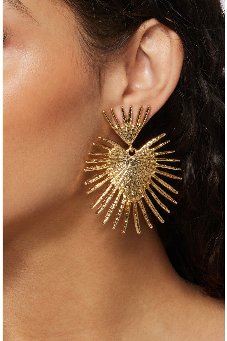 Fan Drop Earrings, Alternate, color, GOLD