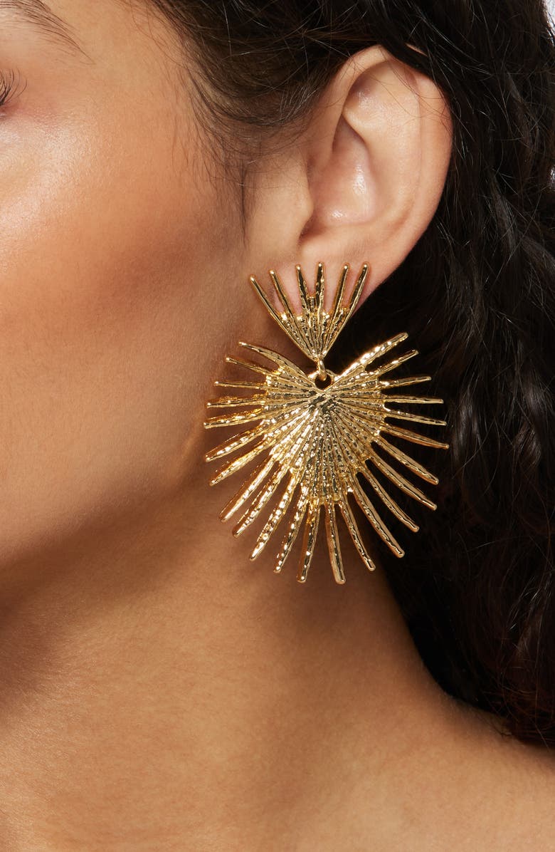 Kenneth Jay Lane Fan Drop Earrings, Alternate, color, Gold