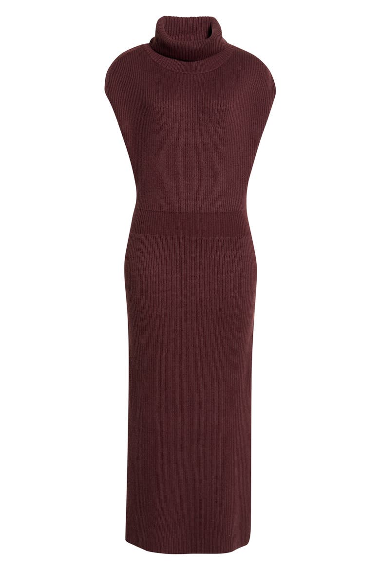 Madeline Rib Turtleneck Maxi Sweater Dress, Alternate, color, MERLOT RED