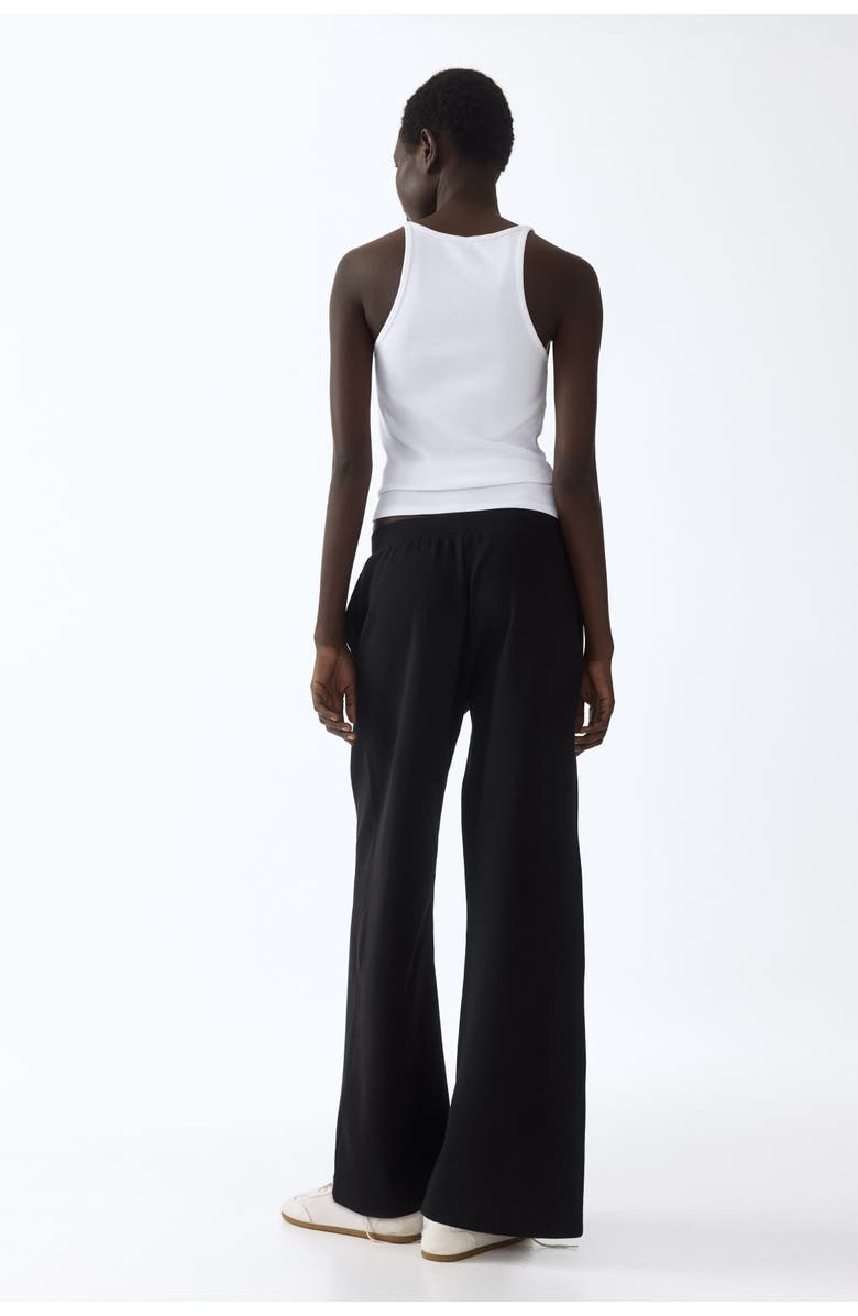 H&M Wide Interlock Joggers, Alternate, color, Black