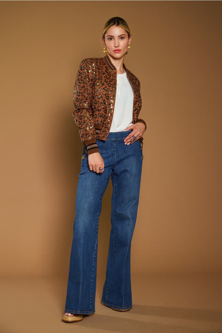 Embroidered Leo Bomber Jacket, Alternate, color, Tobacco