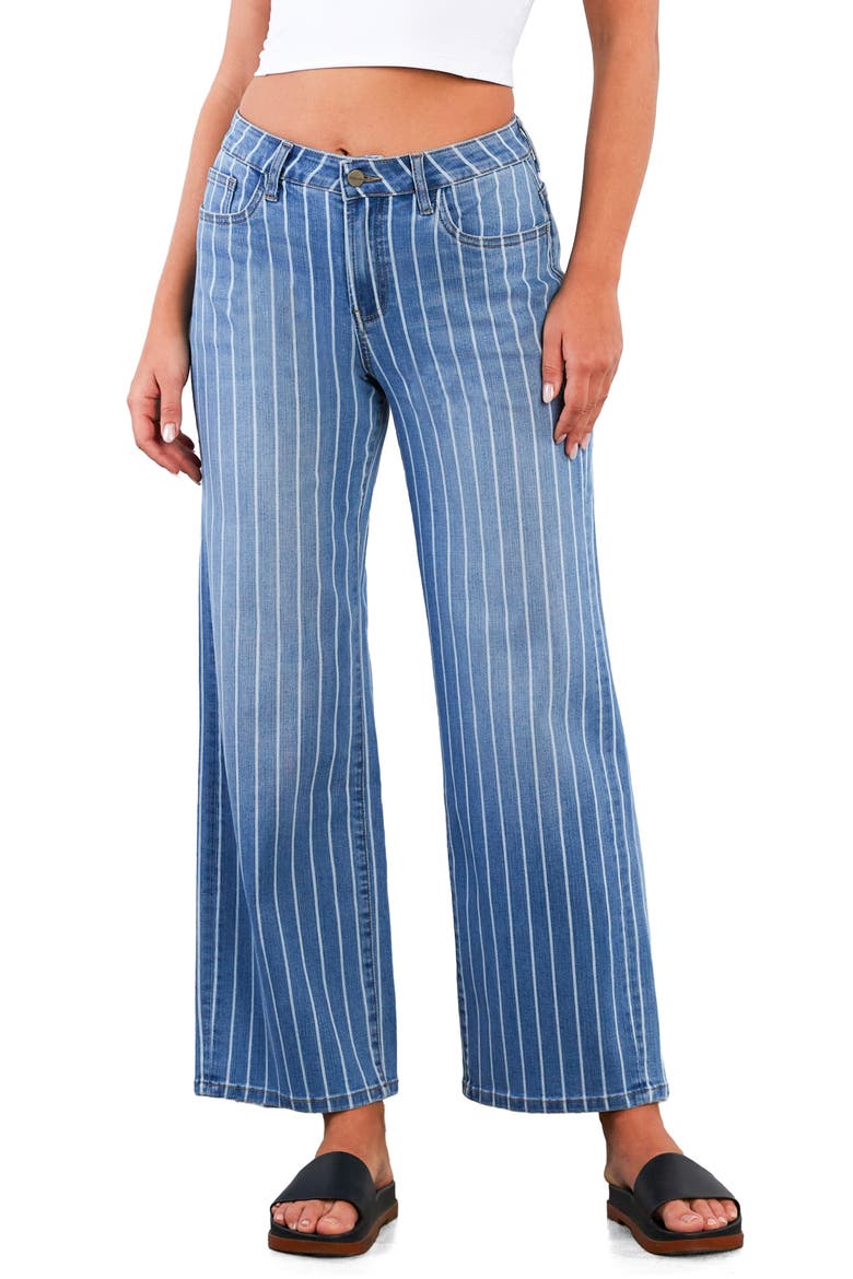 Stripe High Rise Wide Leg Jeans, Main, color, STONE BLUE STRIPES
