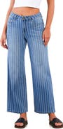 HINT OF BLU Stripe High Rise Wide Leg Jeans