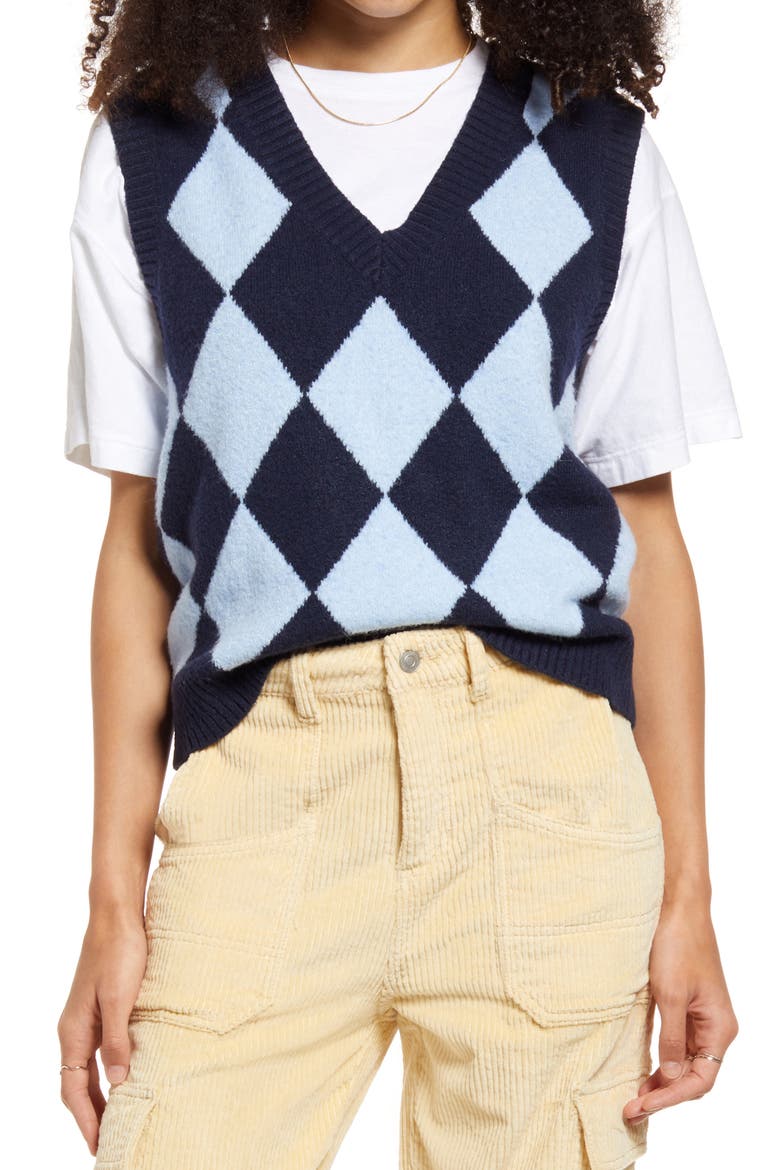 Disco Sweater Vest, Main, color, BLUE-NAVY DIAMOND
