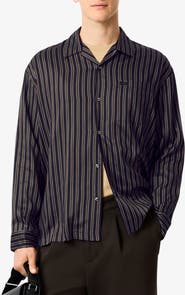 Lacoste Stripe Relaxed Fit Button-Up Shirt
