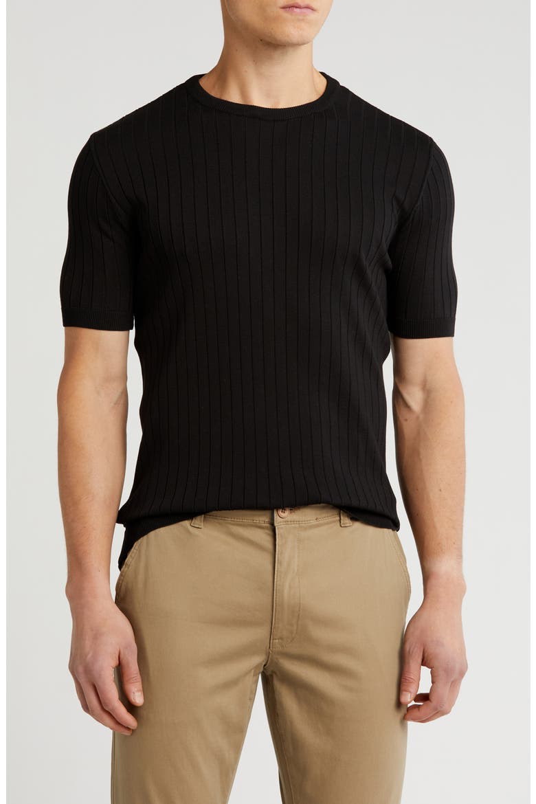 Slim Fit Sweater T-Shirt, Main, color, BLACK