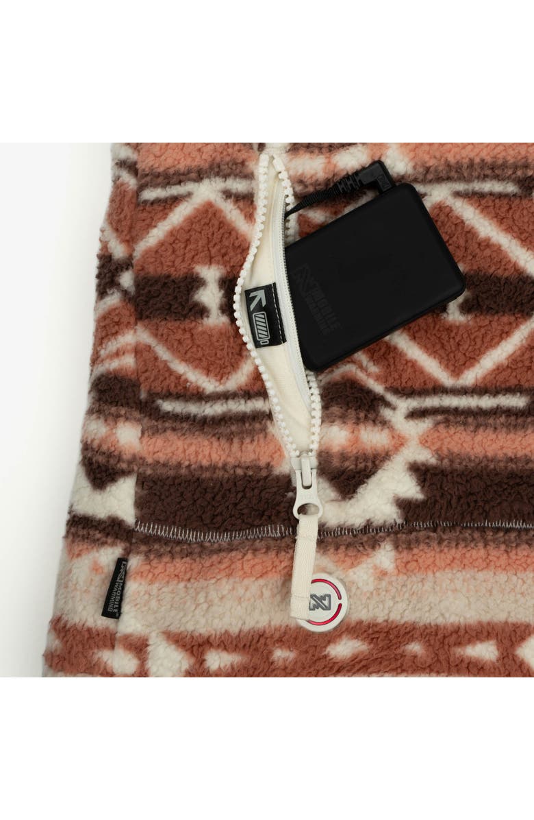 Mobile Warming Upland Printed Heated High-Pile Fleece Vest, Alternate, color, Clay Aztec