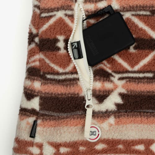 Mobile Warming Upland Printed Heated High-pile Fleece Vest In Neutral