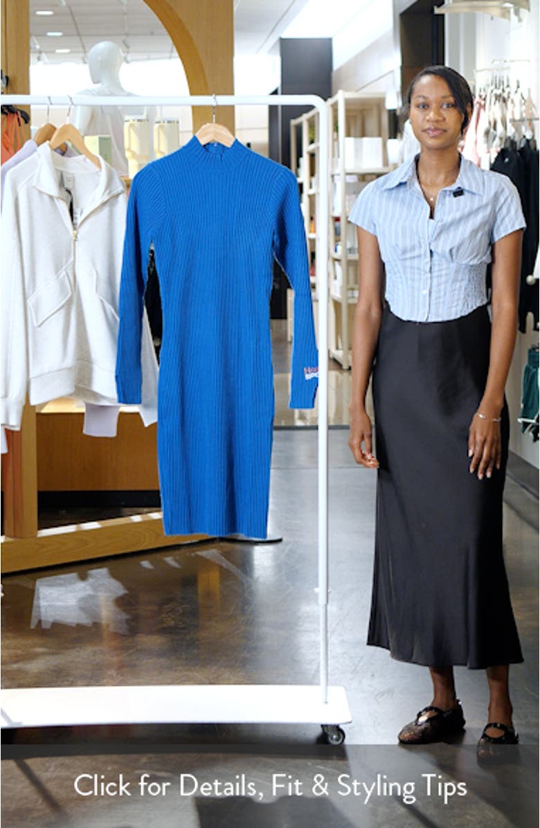 Mock Neck Long Sleeve Rib Knit Dress, sales video thumbnail