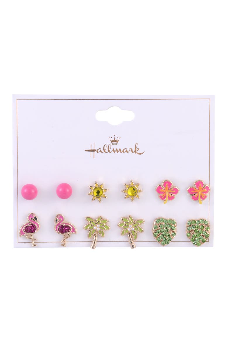 6 Pack Island Theme Stud Earring Set, Alternate, color, Multicolored