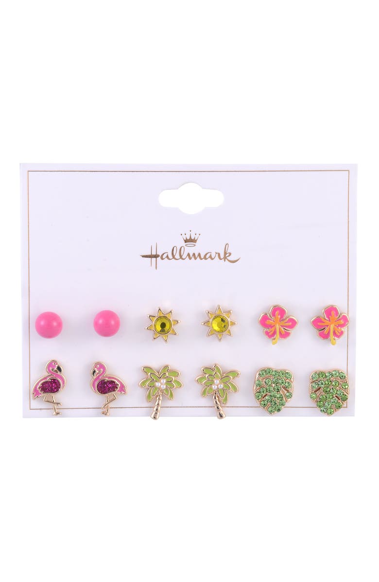 Hallmark 6 Pack Island Theme Stud Earring Set, Alternate, color, Multicolored