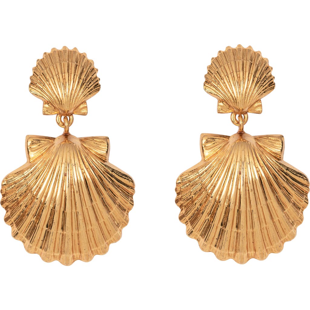 Jennifer Behr Caspian Shell Earrings In Gold