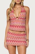EDIKTED Saha Zigzag Crochet Halter Top