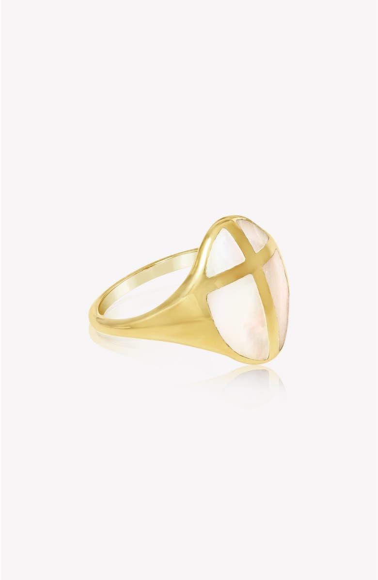 Rizen Jewelry Mother Of Pearl Cross Ring, Alternate, color, 18K Gold