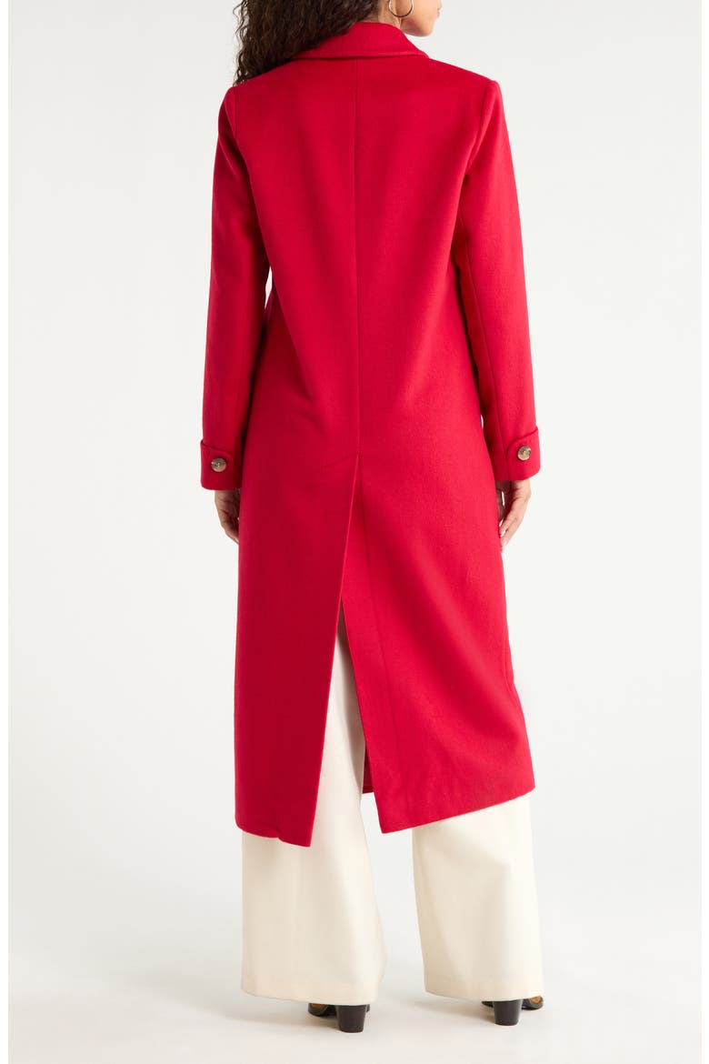 Longline Wool Blend Reefer Coat, Alternate, color, FESTIVE RED