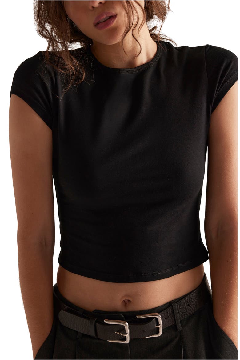 Morning Pages Crop Baby T-Shirt, Alternate, color, BLACK