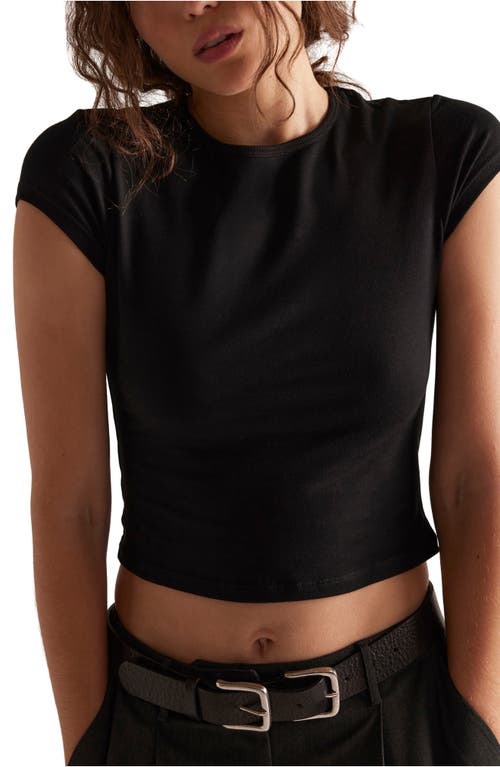 Free People Morning Pages Crop Baby T-shirt In Black