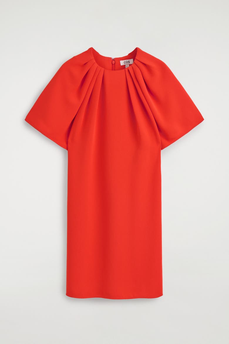 Gathered Short-sleeved Mini Dress, Alternate, color, ORANGE