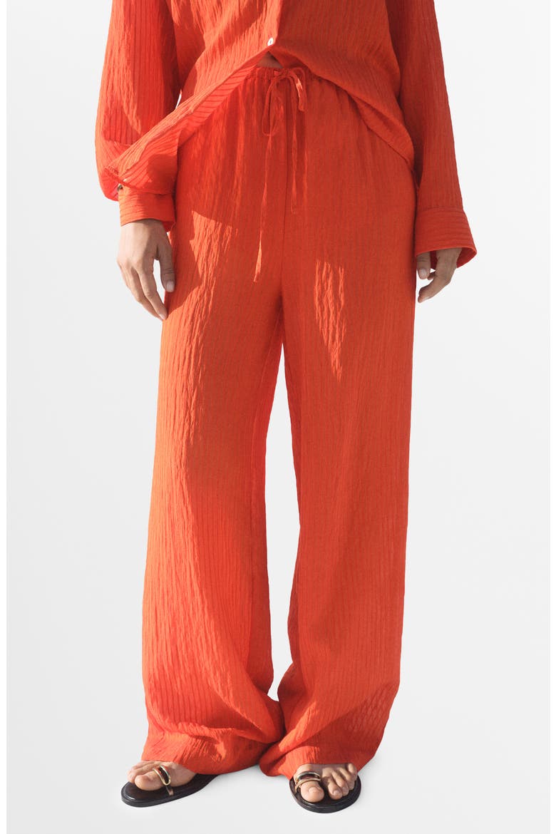 Crinkled Wide Leg Drawstring Pants, Main, color, ORANGE
