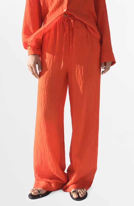 MANGO Crinkled Wide Leg Drawstring Pants