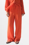MANGO Crinkled Wide Leg Drawstring Pants