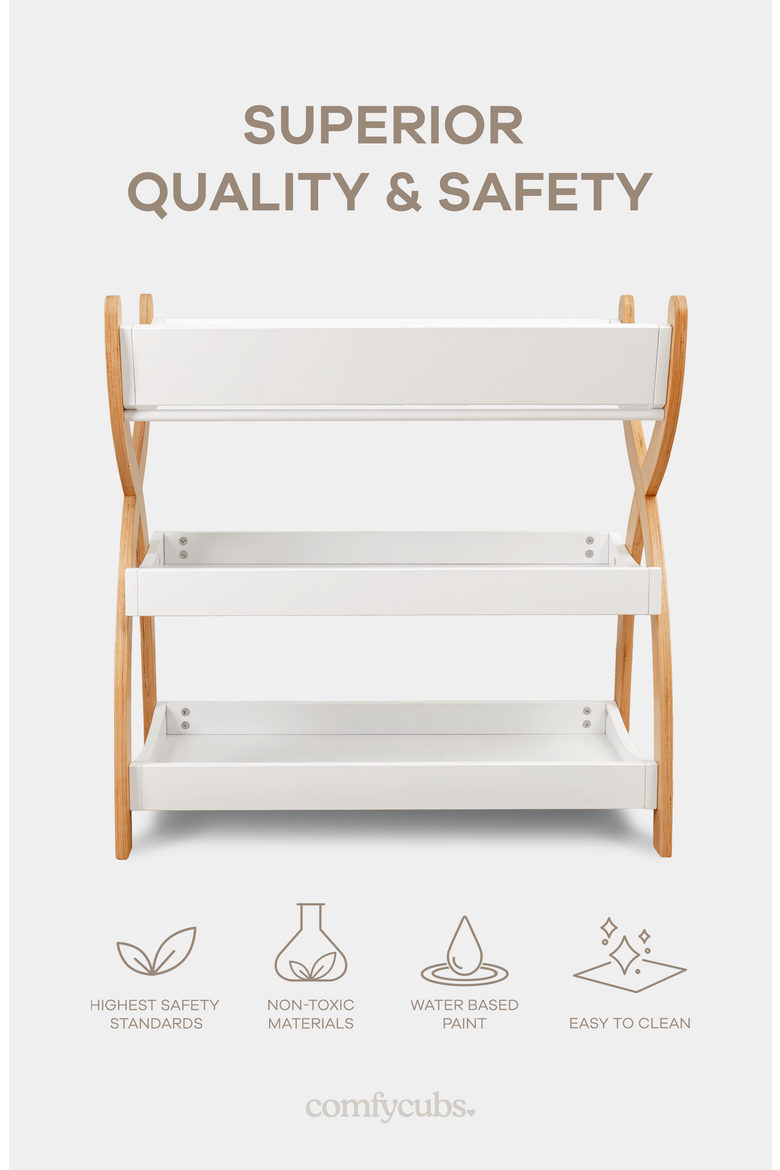 Baby Changing Table, Alternate, color, White With Natural Wood Legs