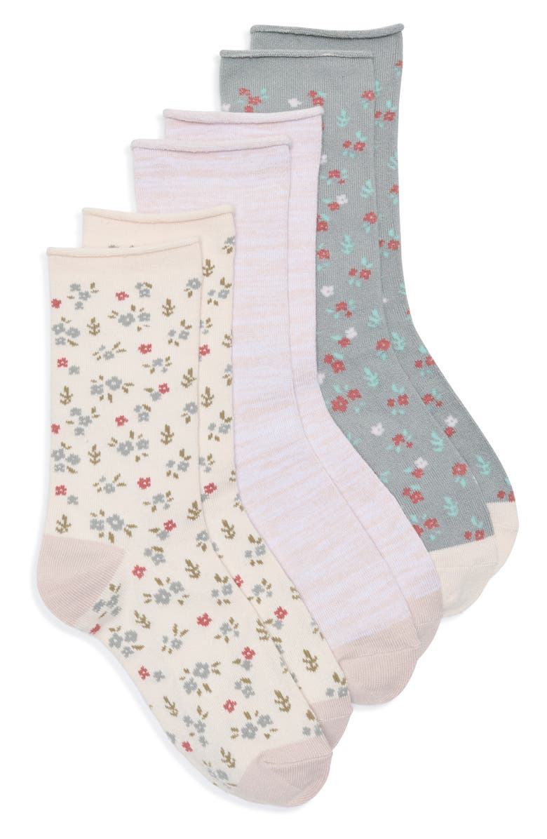 Lemon 3-Pack Crew Socks, Main, color, Pink/ Multi