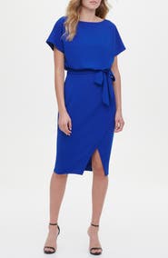Kensie Tie Front Blouson Dress