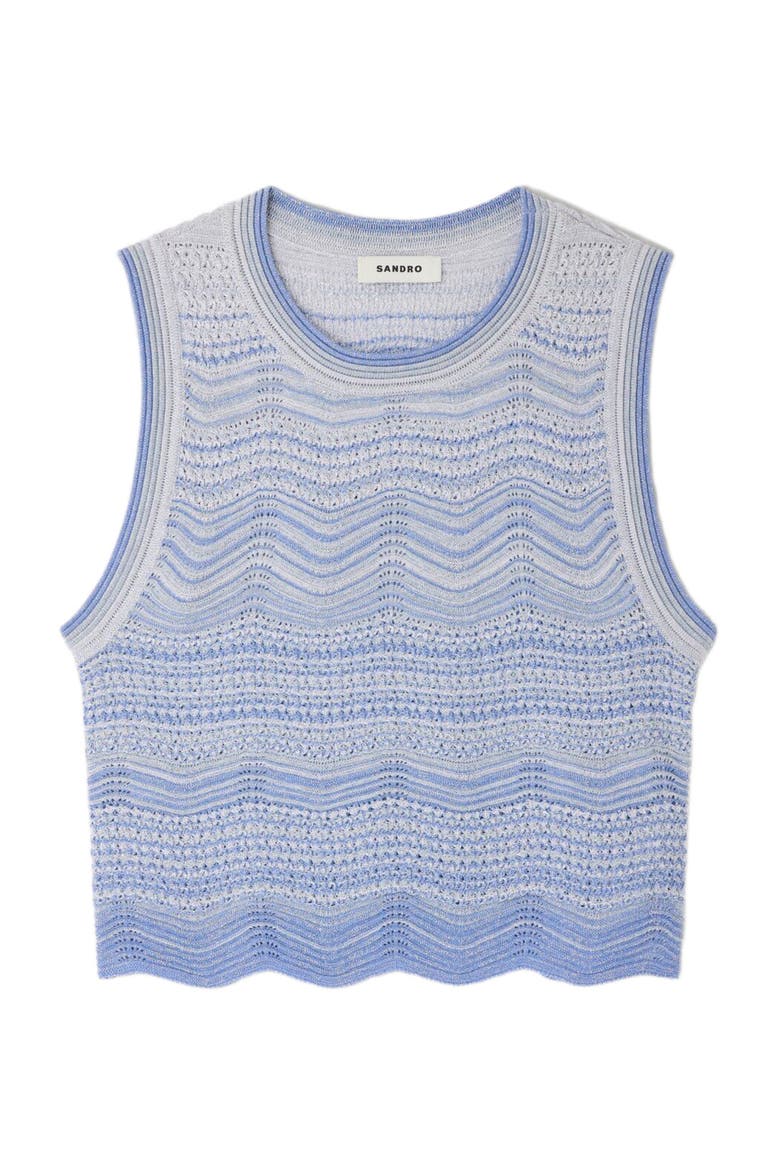 Cropped decorative knit top, Alternate, color, Sky blue