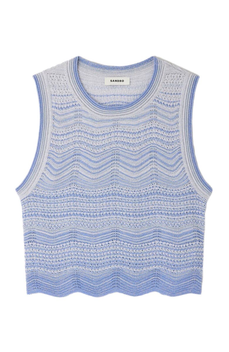 SANDRO Cropped decorative knit top, Alternate, color, Sky Blue