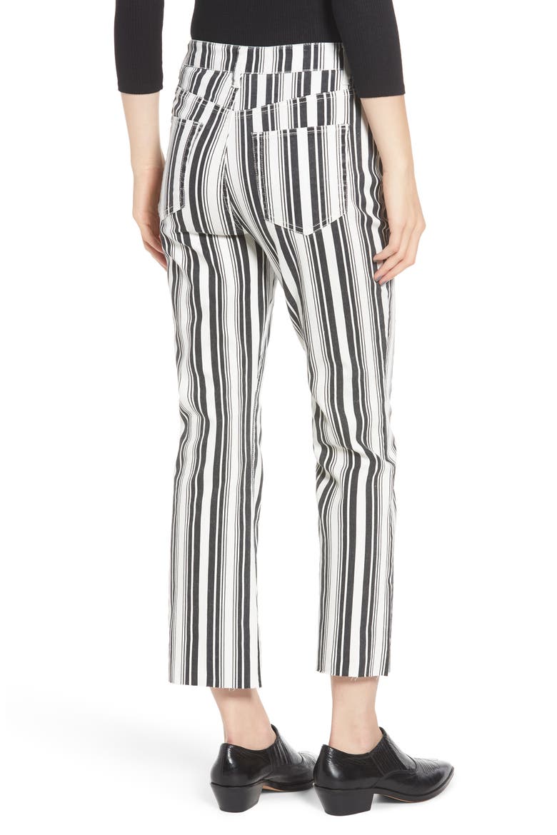 Stripe Crop Flare Jeans, Alternate, color, WHITE BLACK