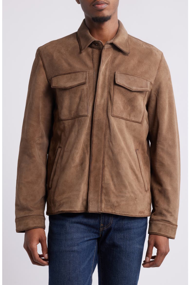 Classic Suede Shacket, Main, color, TAUPE