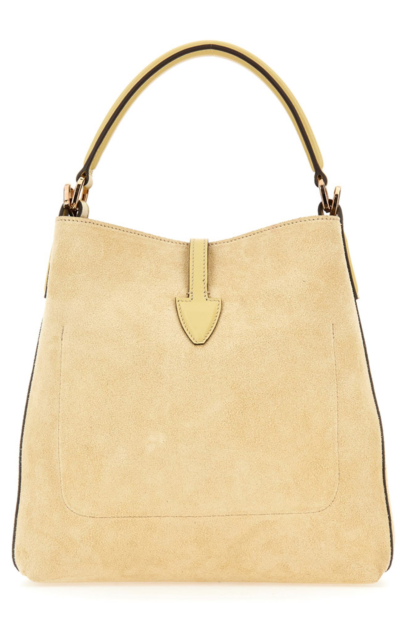 Tod's T Timeless Leather Bucket Bag, Alternate, color, Crema Chiaro/ Flan