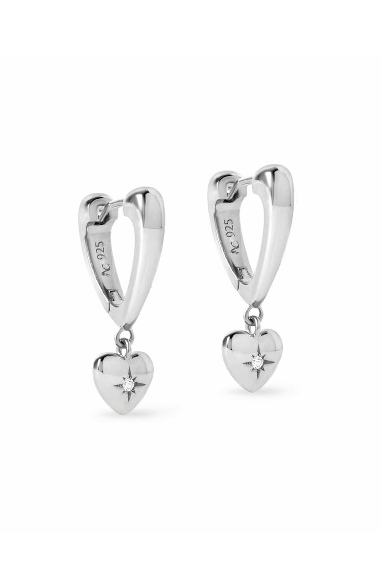 Astley Clarke Silver Biography Heart Hoop Drop Earrings, Main, color, Silver