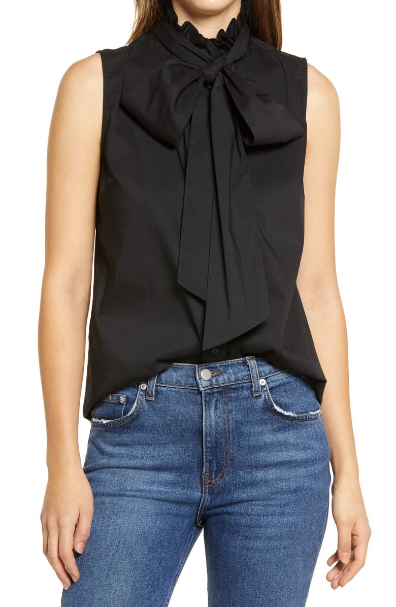 Halogen<sup>®</sup> Sleeveless Tie Neck Blouse, Main, color,