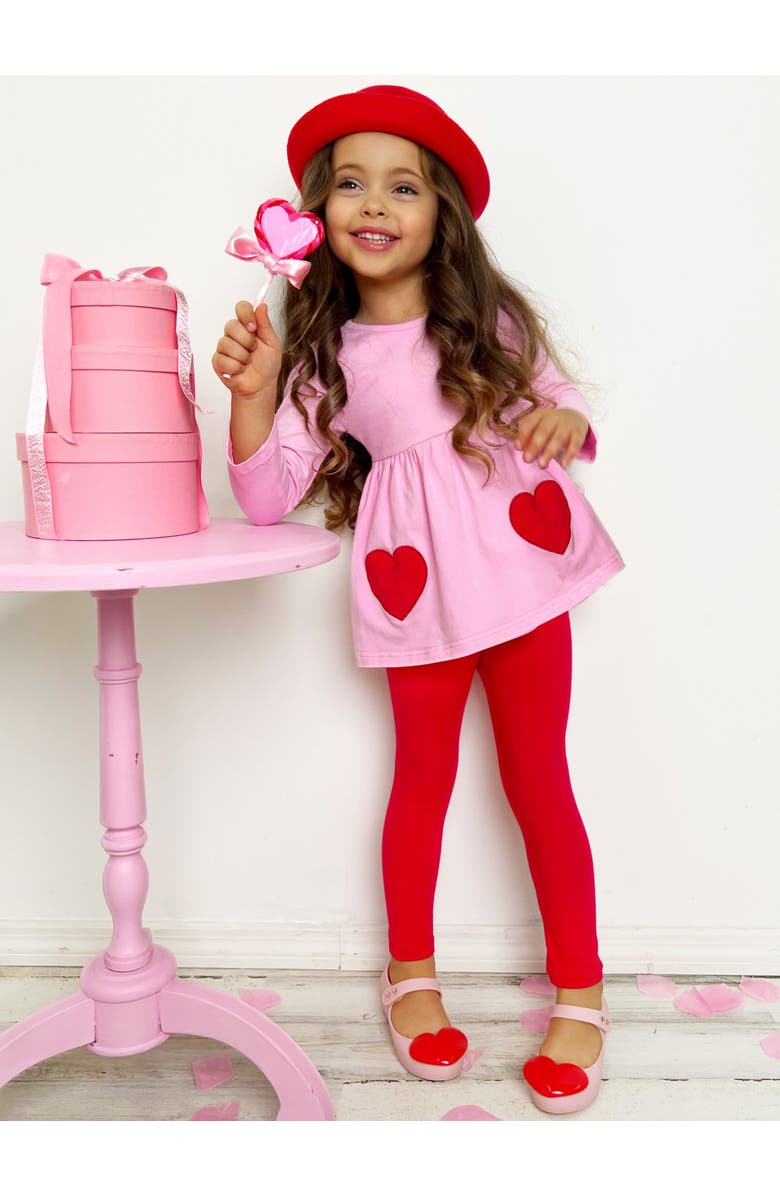 Mia Belle Girls Cupid's Favorite Top and Legging Set, Alternate, color, Pink