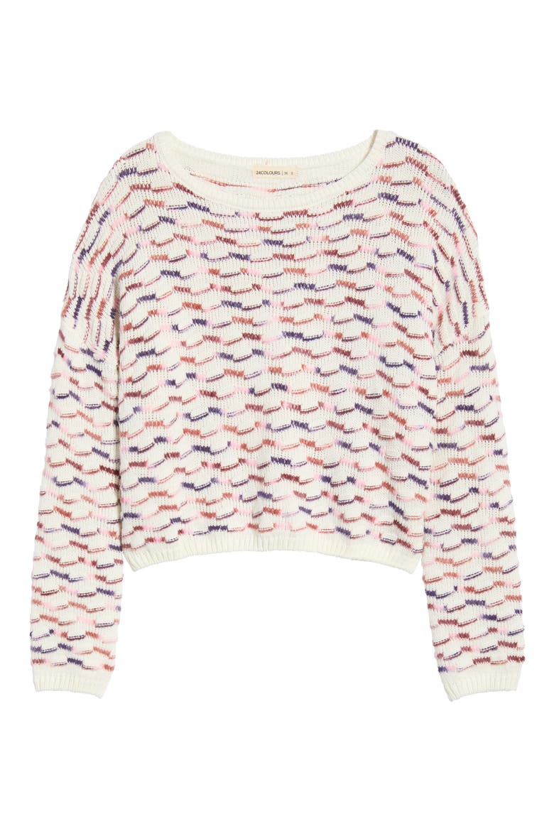 Wave Stitch Crop Pullover, Alternate, color, WHITE
