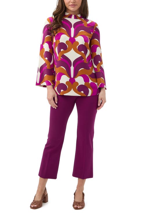 Trina Turk Nyssa High Neck Pritnted Top In Multi