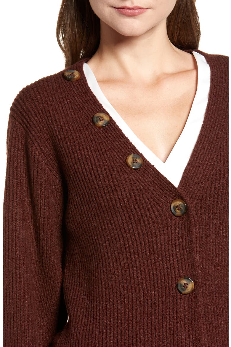 Chriselle Lim Cleo Button Detail Cardigan (Nordstrom Exclusive), Alternate, color, COCOA