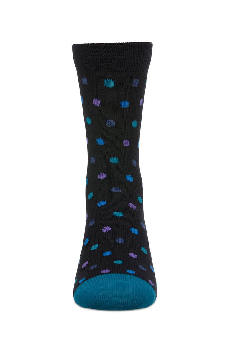 MeMoi Colorful Dot-Patterned Crew Sock, Alternate, color, Black