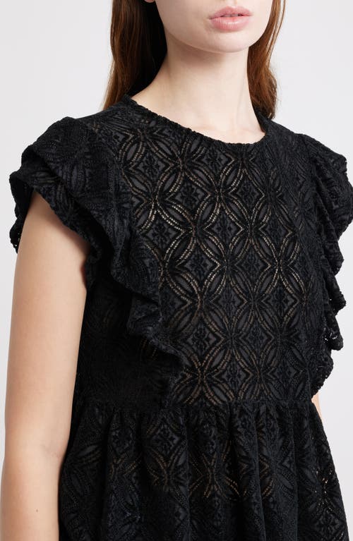 Treasure & Bond Flutter Sleeve Peplum Top In Black
