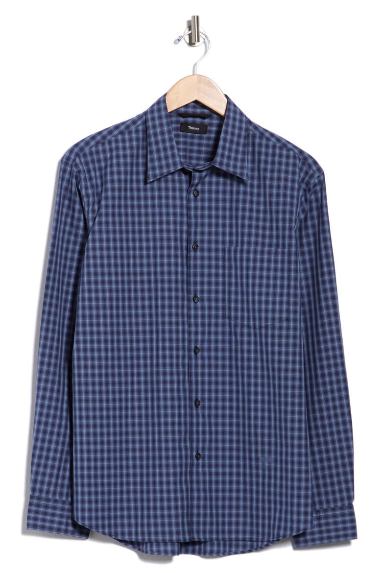 Check Cotton Button-Up Shirt, Main, color, BALTIC MULTI