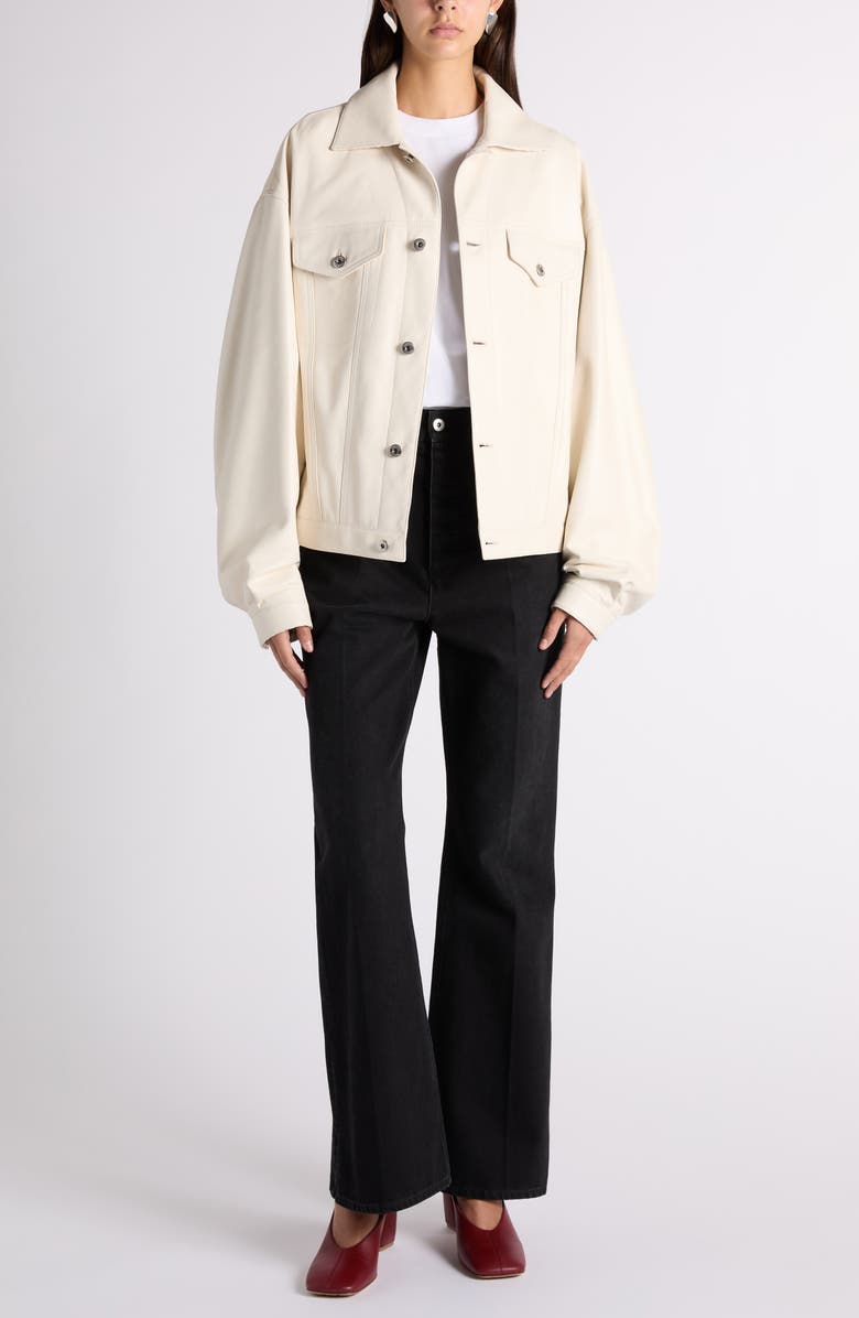Bottega Veneta Intrecciato Detail Lambskin Leather Jacket, Alternate, color, 9107 Parchment