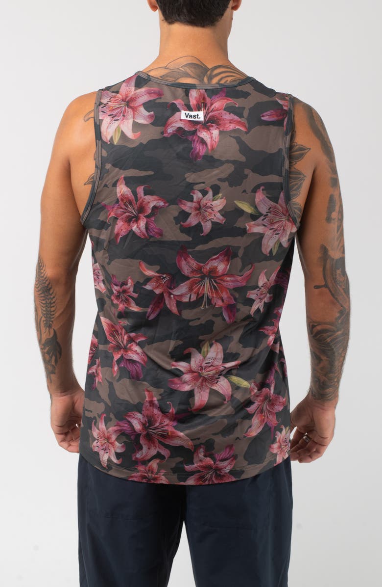 VAST Aqua Terra Floral Blend Camo Performance Tank, Alternate, color, Camo