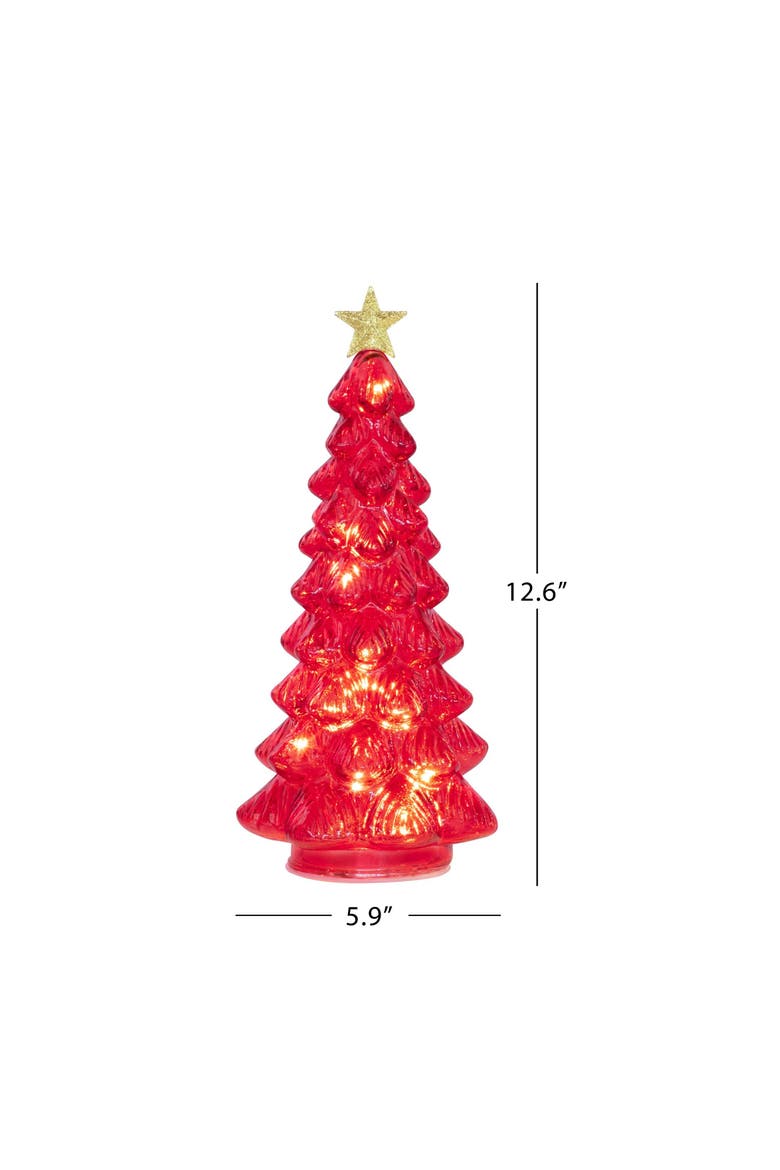 12 in. Twinkling Glass Tree, Alternate, color, Red