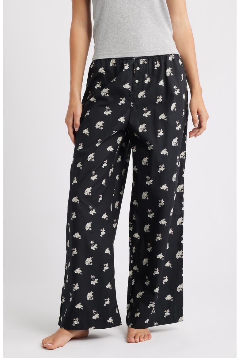 Cotton Boxer Sleepwear Pants, Main, color, BLACK- GREY DANNI FLORAL