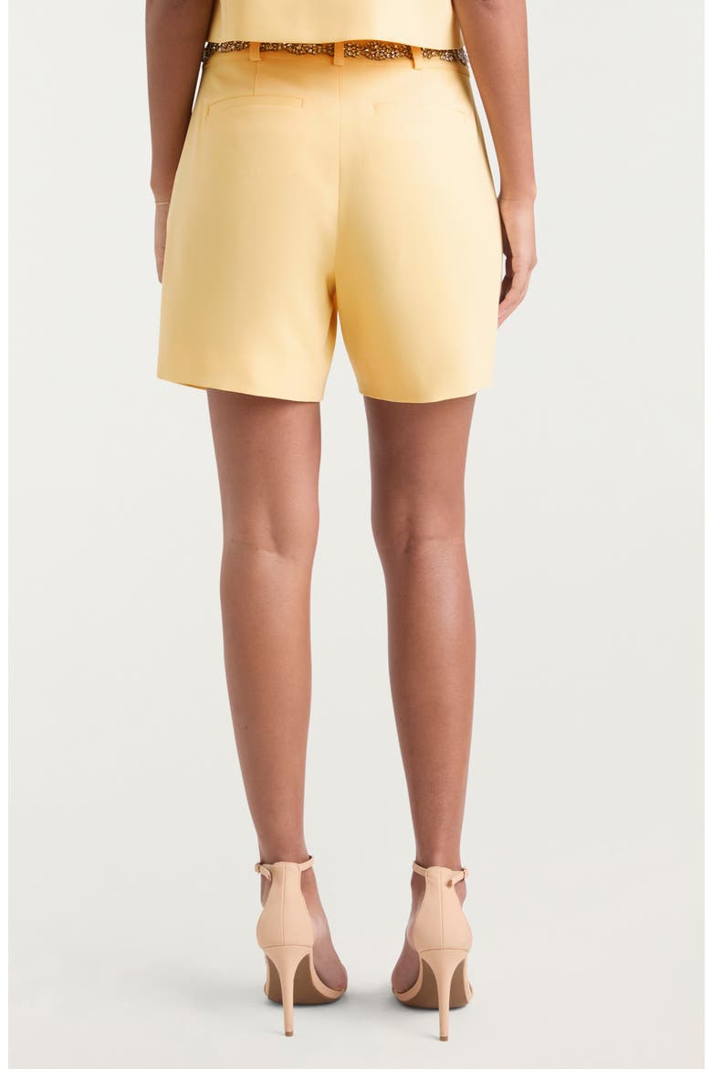 Samina Crystal Detail Stretch Cotton Shorts, Alternate, color, BUTTER